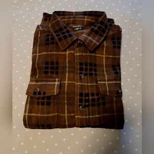 EDDIE BAUER mens SHIRT brand new SUNLAND PLAID front pockets LONG SLEEVES